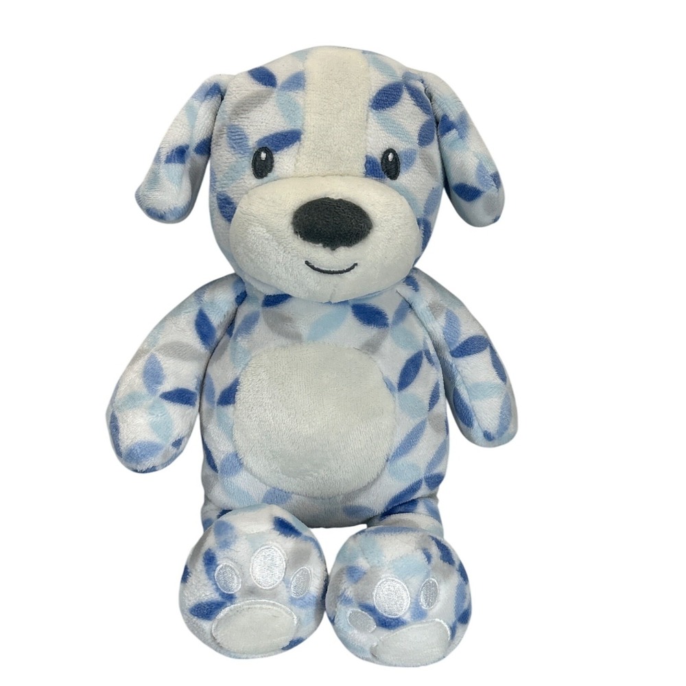 Baby's First By‎ Nemcor Dog 15" Plush Blue White Rattle Cuddle Buddy